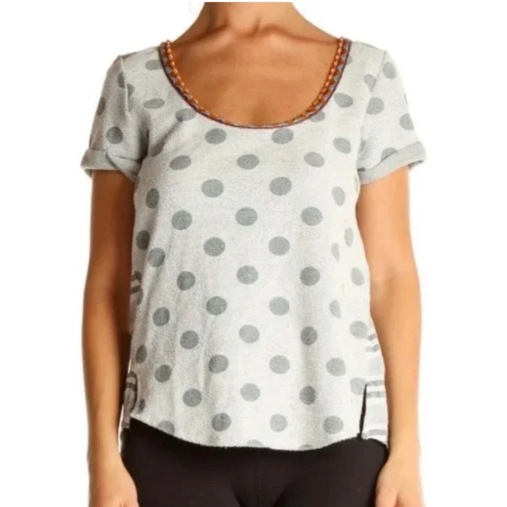 Anthropologie AKEMI + KIN Polka Dot Striped Shirt Gray